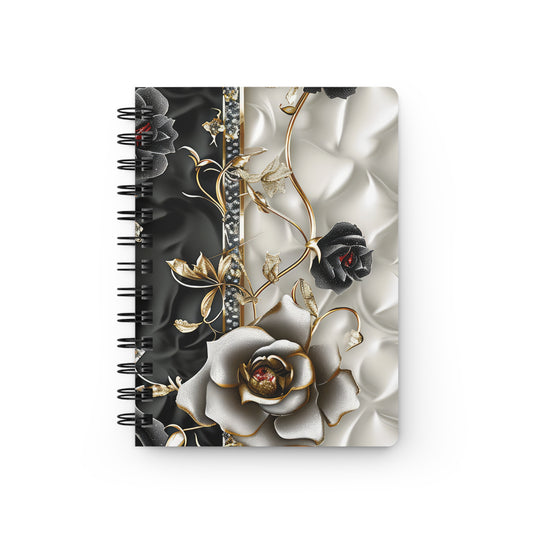 Luxury Floral Gold Black Rose Wedding Notebook - JOURNAL VENUE