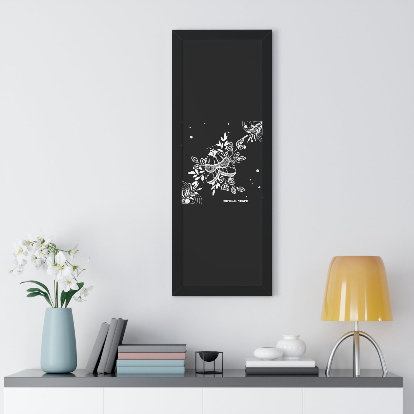 Flower Butterfly Framed Vertical Wall Art  Poster - JOURNAL VENUE