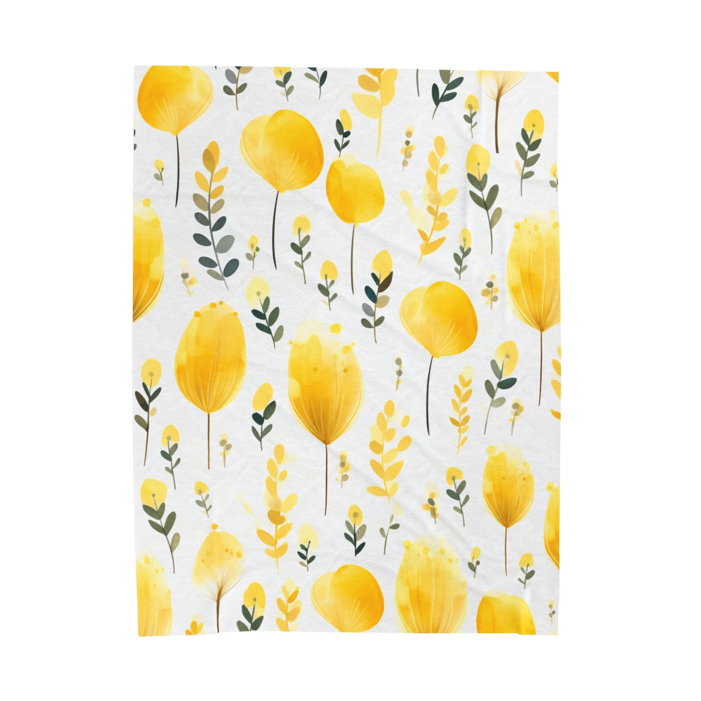 Yellow Floral Velveteen Plush Blanket - JOURNAL VENUE