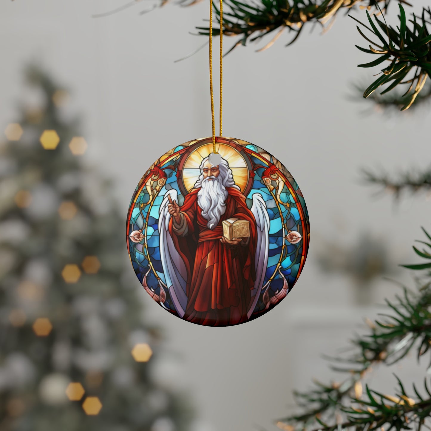 Stained Glass Angel Christmas Ceramic Ornaments