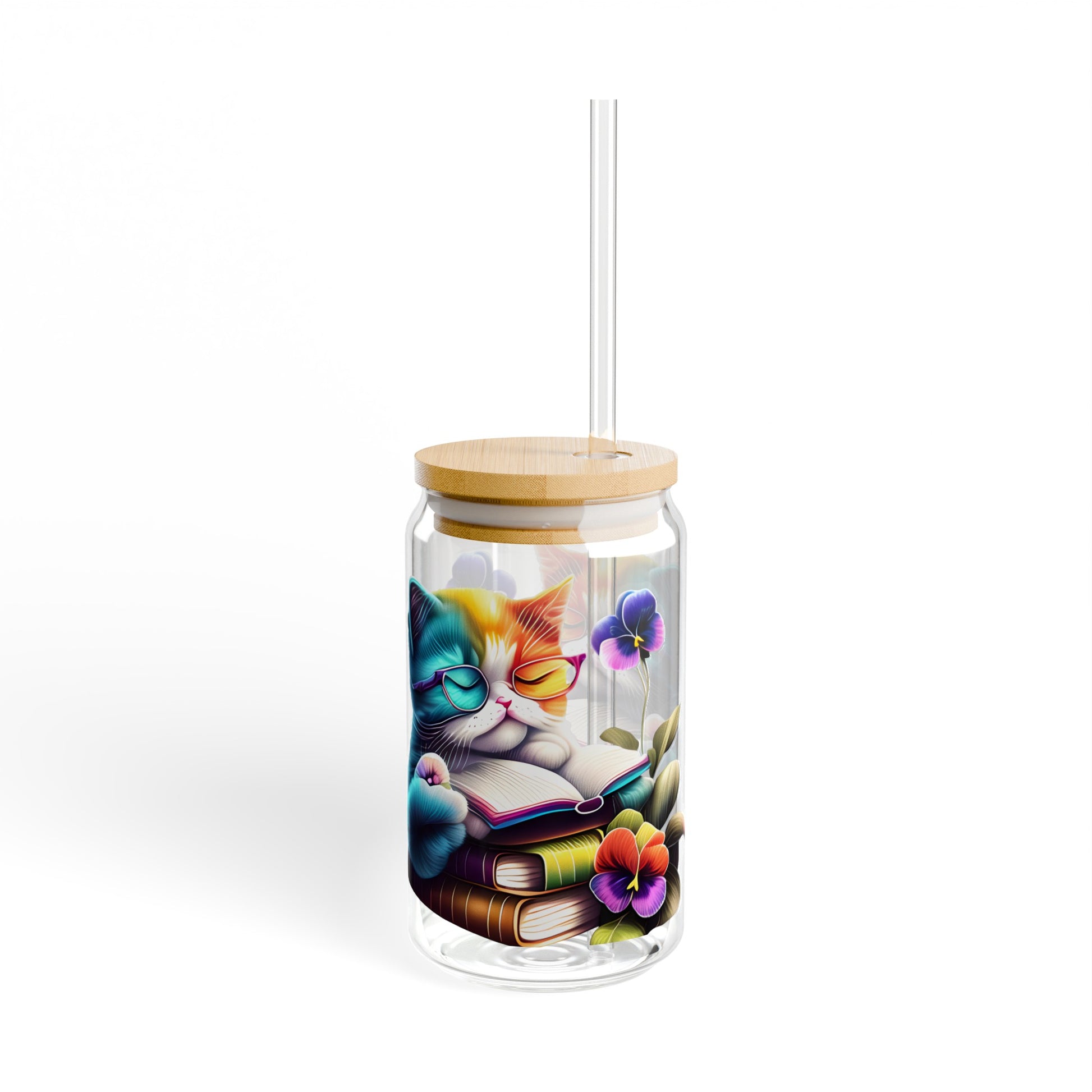 Funny Cute Cat Iced Coffee Glass Tumbler - Cat Lover Gift