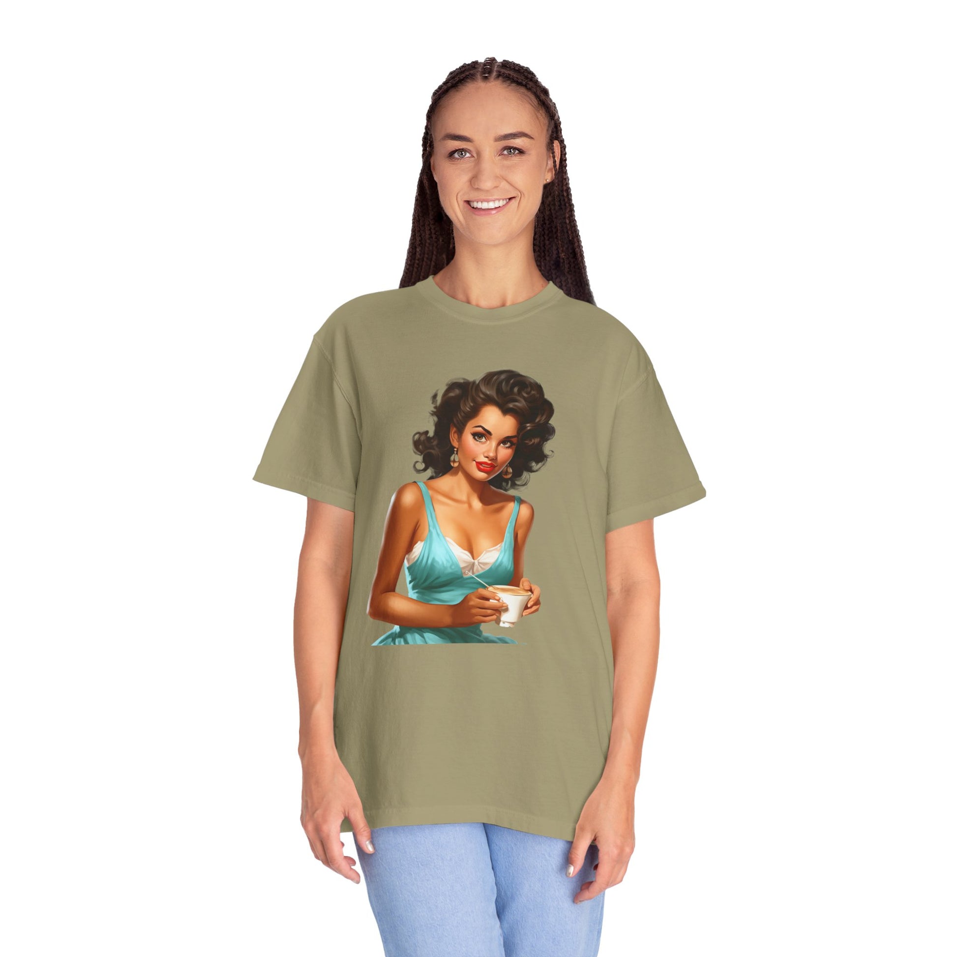 Cute Vintage Pin Up Coffee Girl T-shirt - JOURNAL VENUE