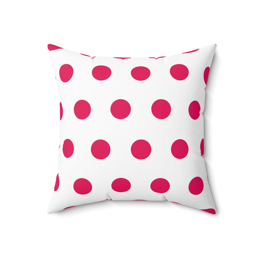 Pink Polka Dot Square Pillow - JOURNAL VENUE