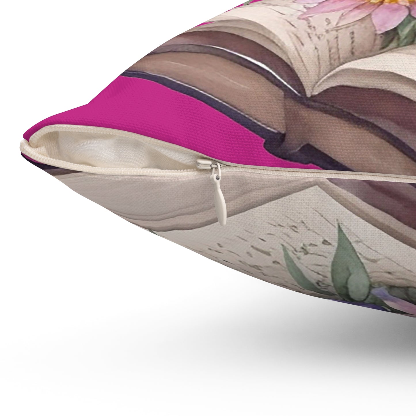 Pink Floral Book Square Pillow