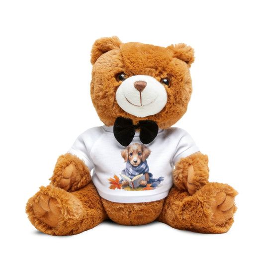 Plush Book Lover Dog Teddy Bear with T-Shirt - JOURNAL VENUE