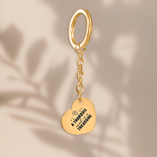 A tranquil mind is a treasure Heart Keychain