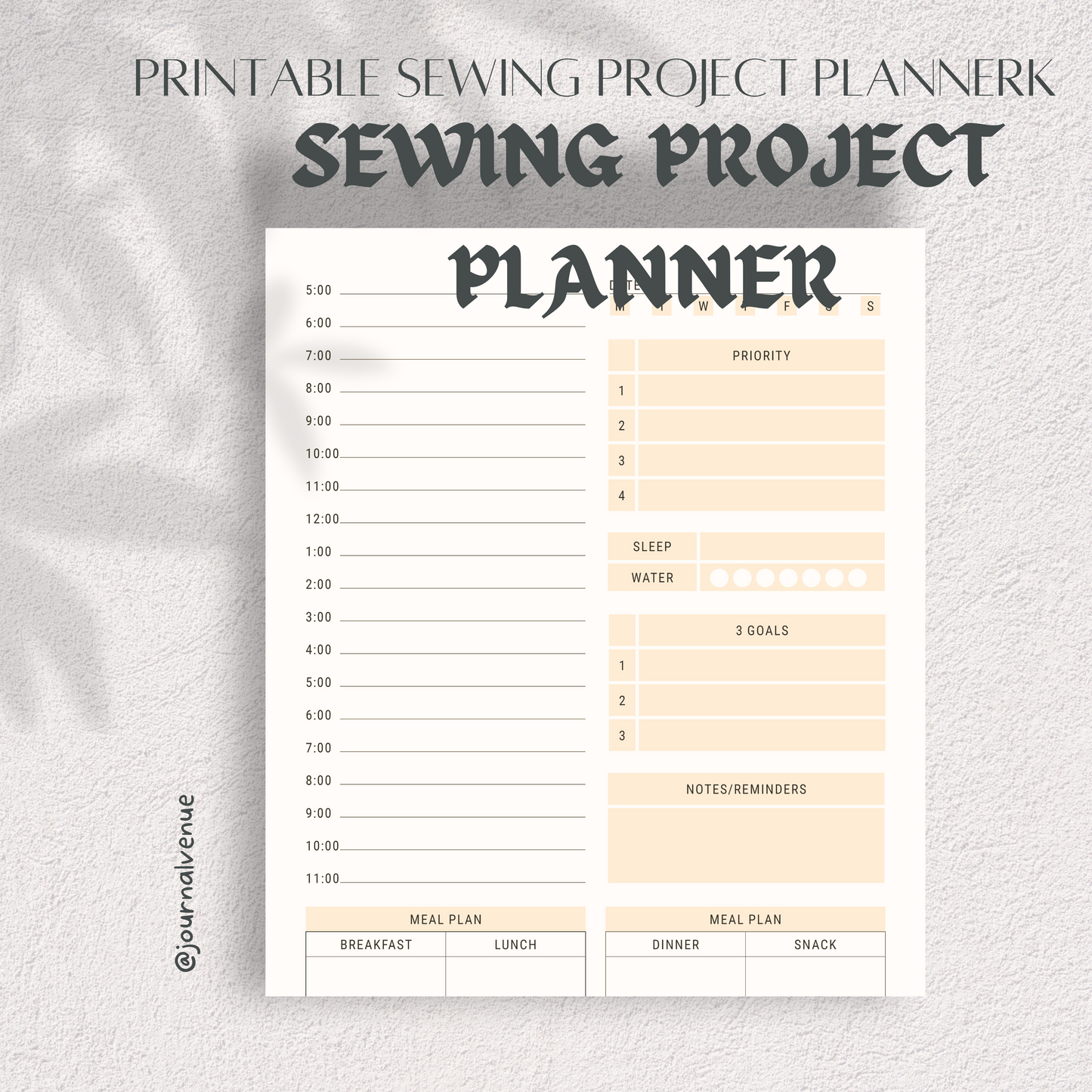  Sewing Project  Printable Planner - JOURNAL VENUE