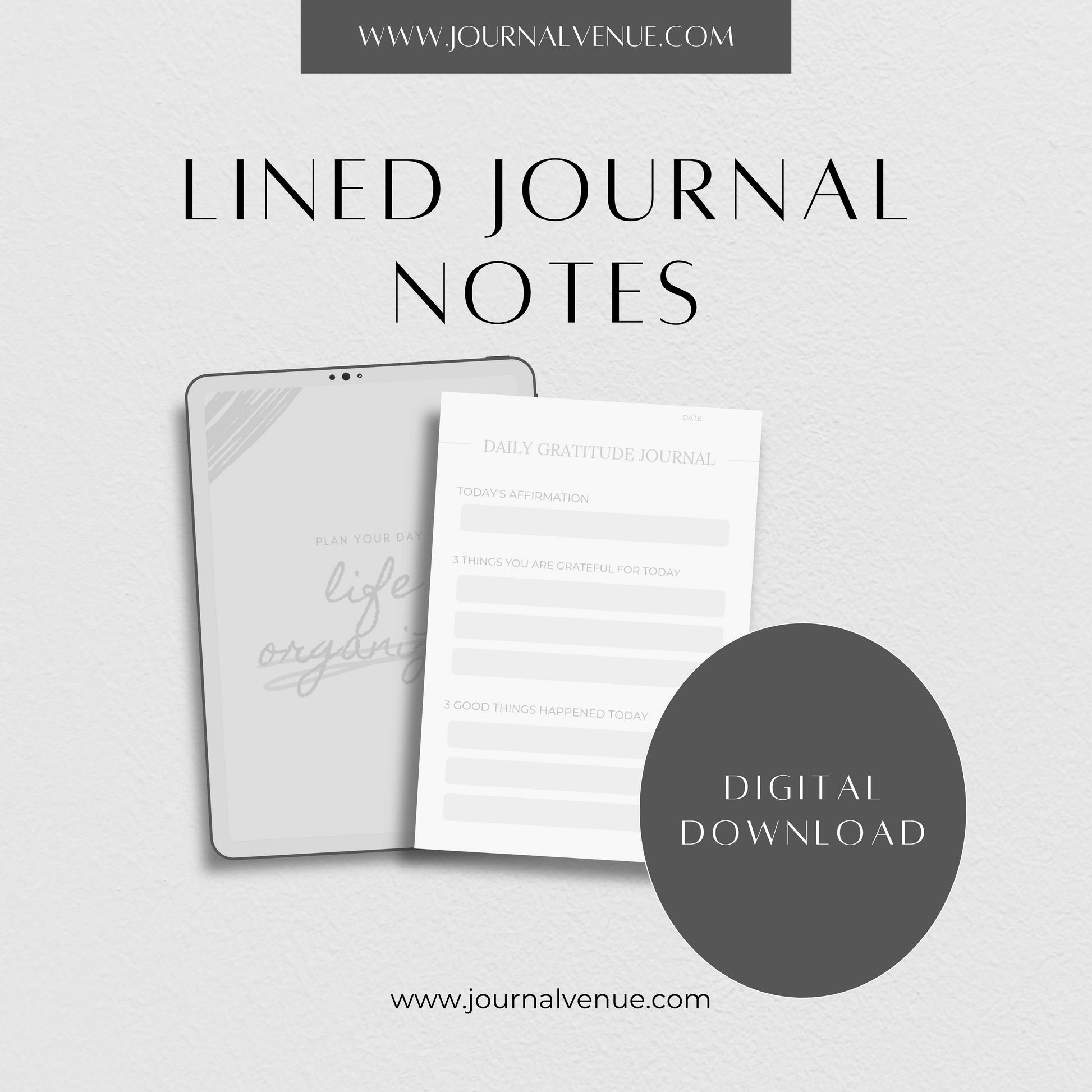 Digital Printable Lined Interior Journal Notebooks - JOURNAL VENUE