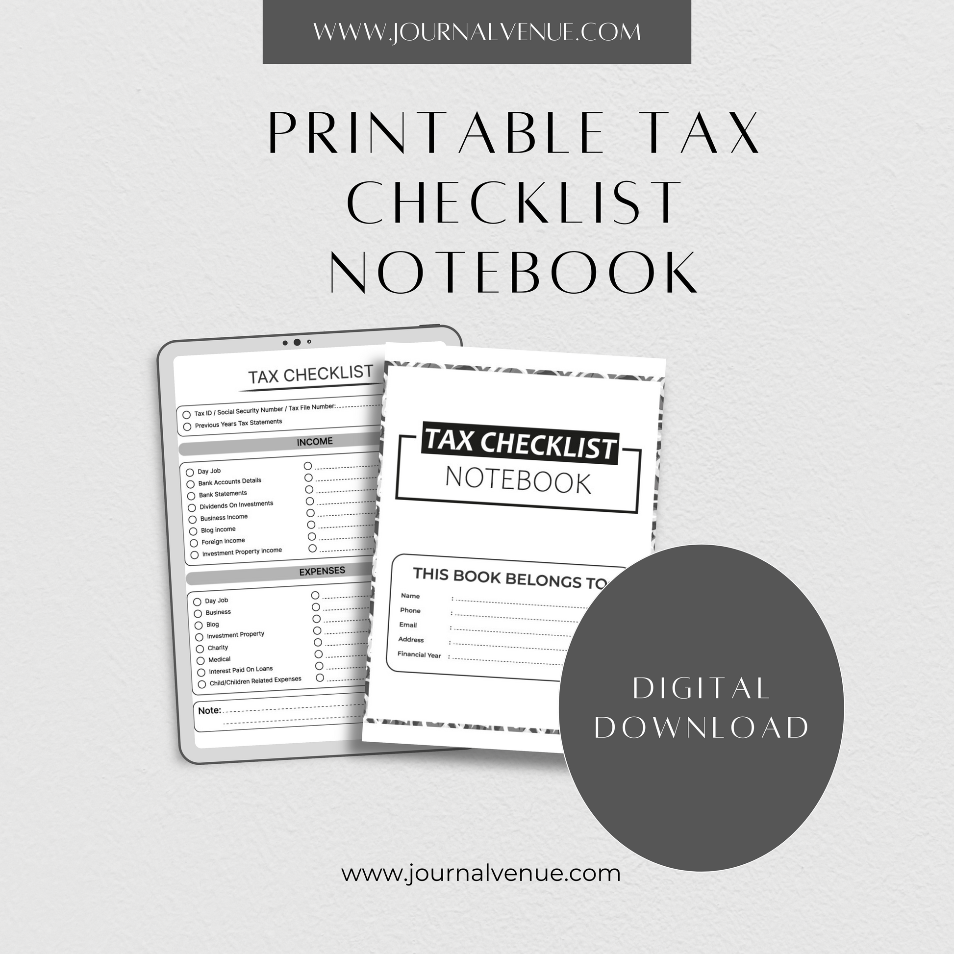  Professional Tax Checklist Notebook - JOURNAL VENUE