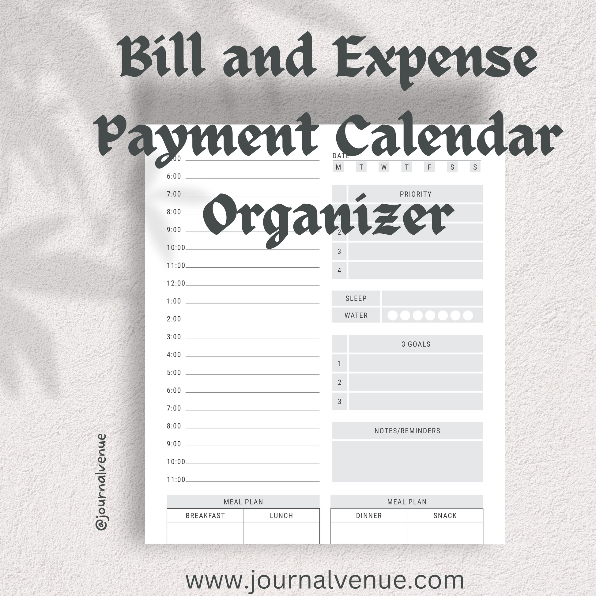  Bill and Expense Payment Calendar Organizer Bundle- JOURNAL VENUE