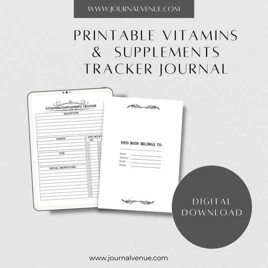 Vitamins  &  Supplements Tracker Journal- JOURNAL VENUE