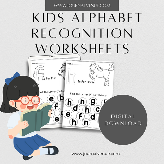 Kids Alphabet Recognition Worksheets Bundle - JOURNAL VENUE