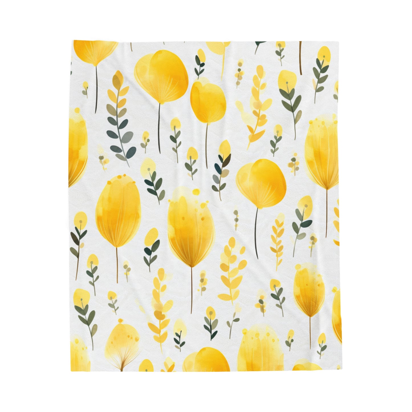 Yellow Floral Velveteen Plush Blanket - JOURNAL VENUE