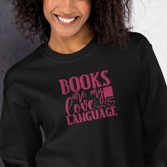 Books Are My Love Language Embroidered Sweatshirt - JOURNAL VENUE