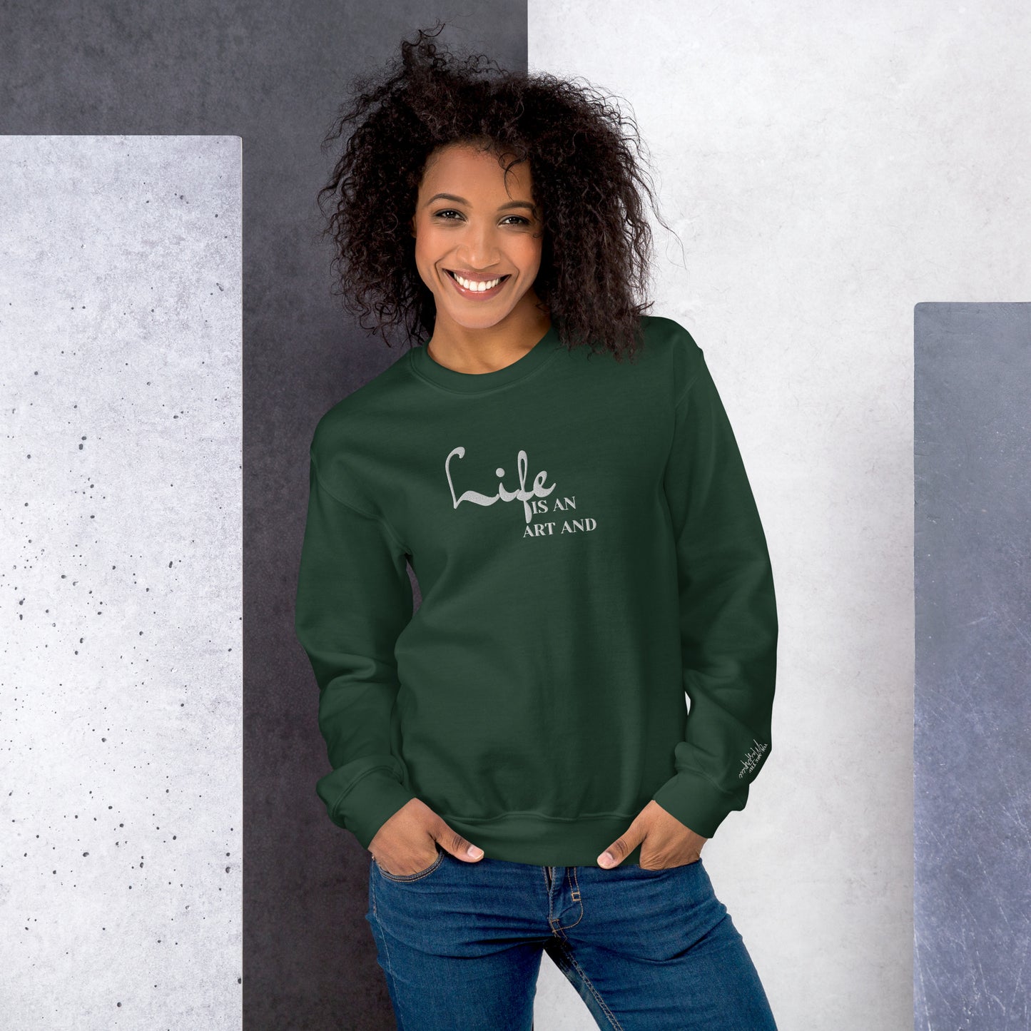 Life Is An Art Embroidered Sweatshirt - JOURNAL VENUE