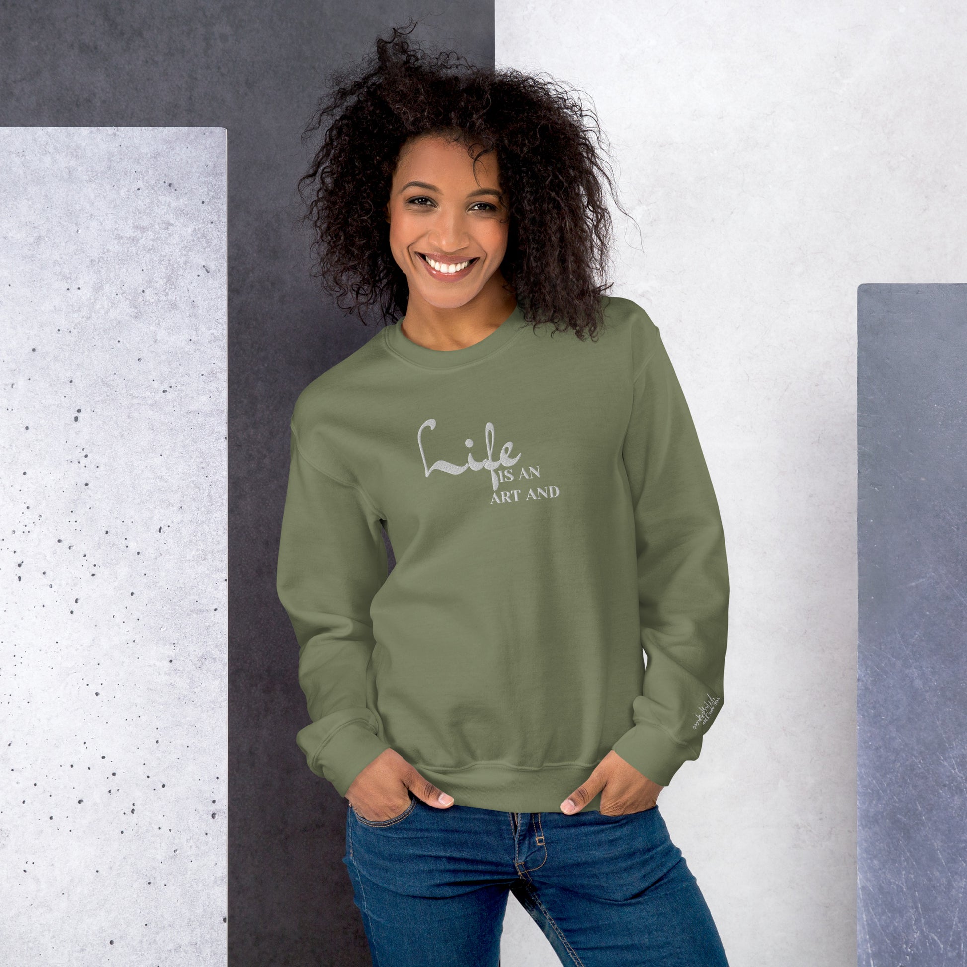 Life Is An Art Embroidered Sweatshirt - JOURNAL VENUE