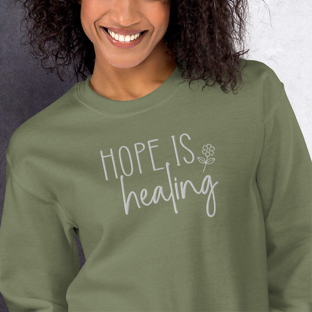 Hope is Healing Embroidered Sweatshirt - JOURNAL VENUE