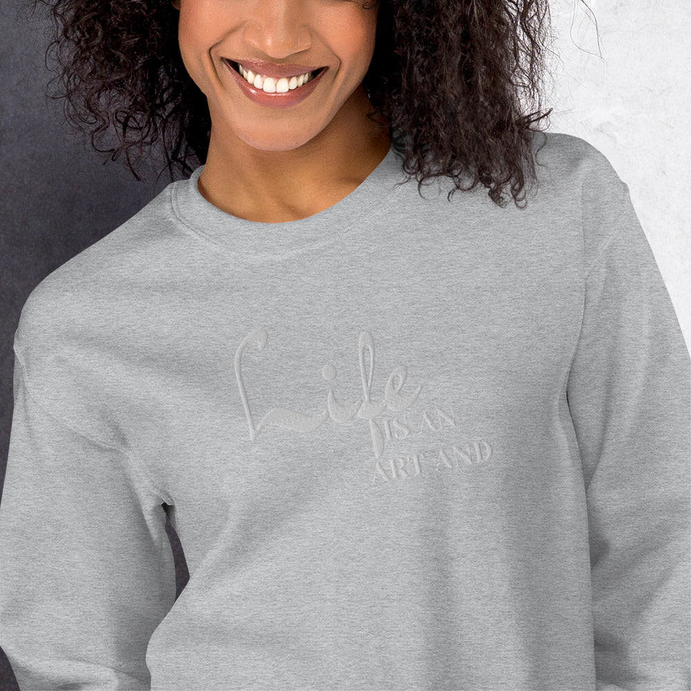 Life Is An Art Embroidered Sweatshirt - JOURNAL VENUE