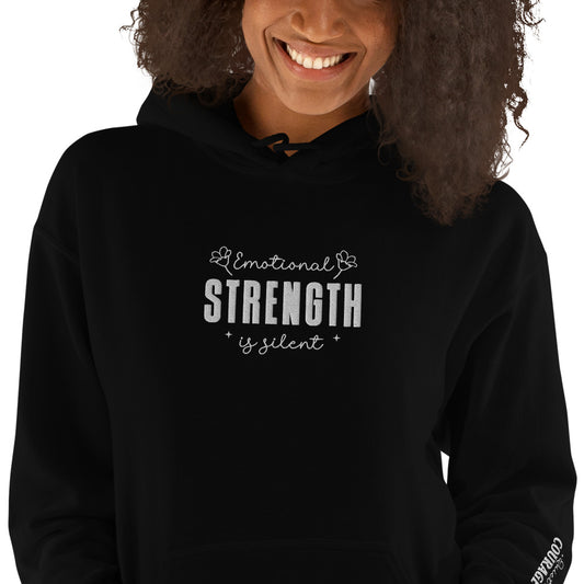 Emotional Strength is Silent Embroidered Hoodie - JOURNAL VENUE