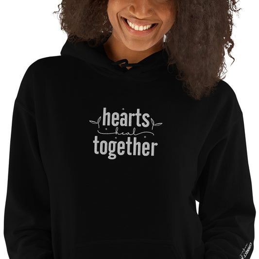 Hearts Heal Together Embroidered Hoodie - JOURNAL VENUE