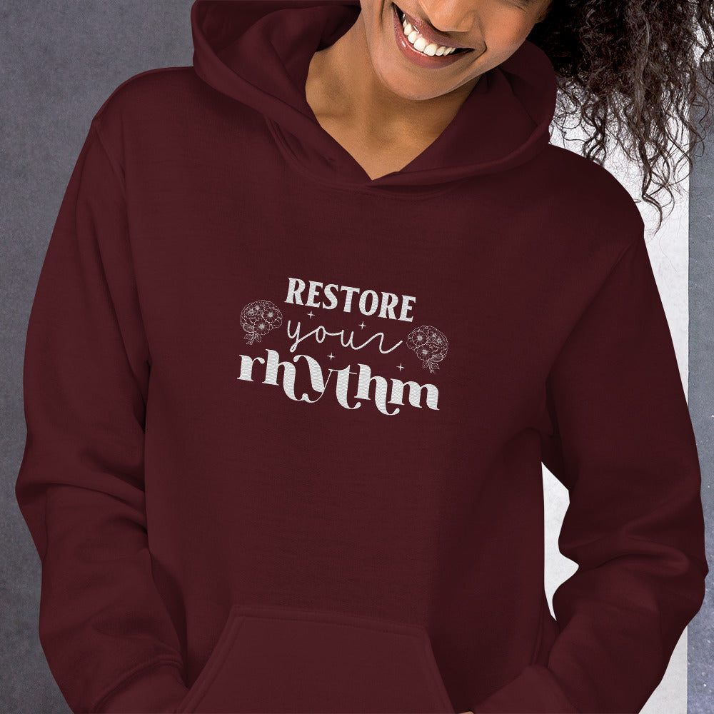 Restore Your Rhythm Embroidered Hoodie - JOURNAL VENUE