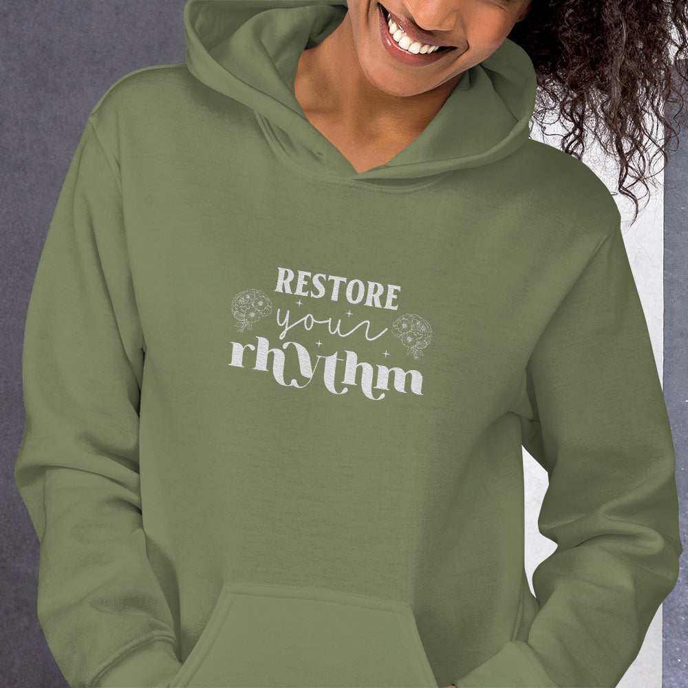 Restore Your Rhythm Embroidered Hoodie - JOURNAL VENUE