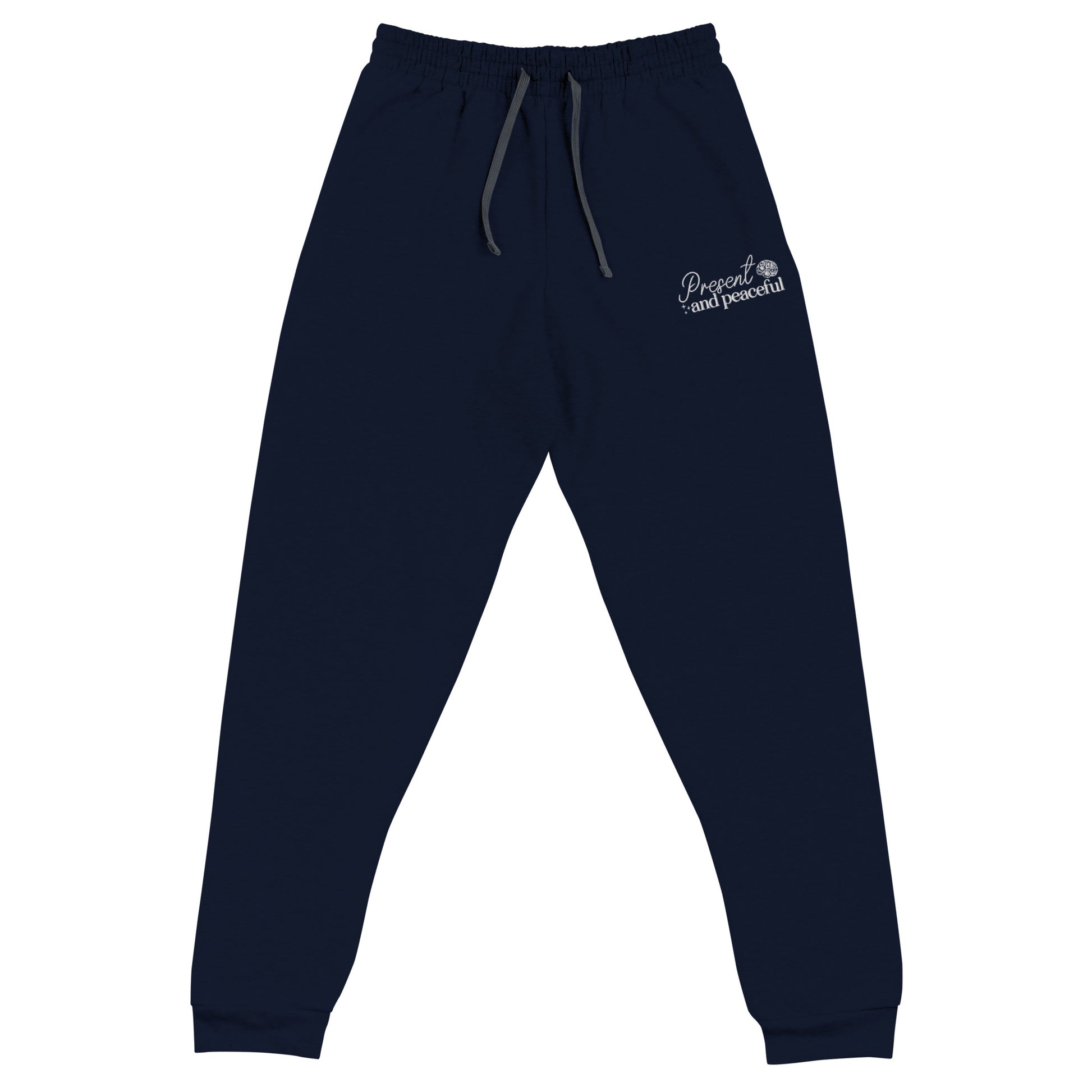 Present and Peaceful Embroidered Joggers - JOURNAL VENENUE