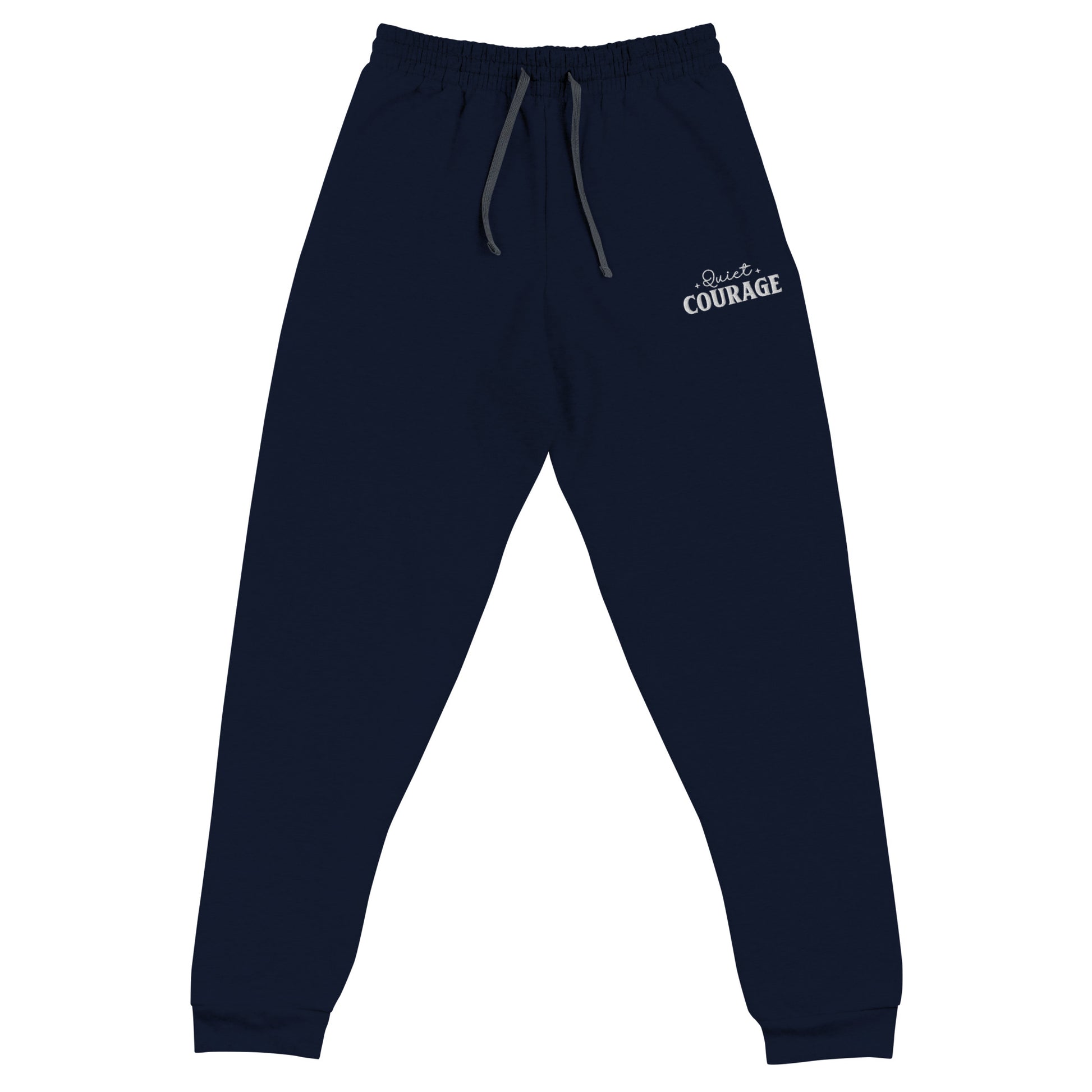 Quiet Courage Embroidered Joggers - JOURNAL VENUE